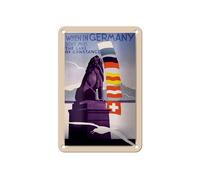 Femer Plaque décorative en tôle avec inscription « When in Germany dont miss the lake of Constance » - 12 x 18 cm