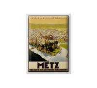 Femer Plaque décorative en tôle de voyage 30 x 40 cm Metz Alsace and Lorraine Railways