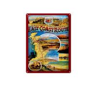 Femer Plaque décorative en tôle - Motif voyage - 30 x 40 cm - Angleterre et Ecosse East Coast Route