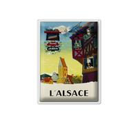 Femer Plaque décorative en tôle - Motif : voyage - 30 x 40 cm - Inscription « L Alsace France »