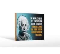 Femer Plaque en bois avec citation 12 x 18 cm Einstein bleu Bonne idée qu'on reconnaît