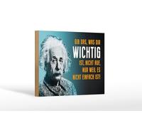 Femer Plaque en bois avec citation 12 x 18 cm Einstein bleu ne donne pas ce qui est important pour vous