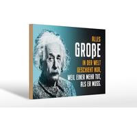 Femer Plaque en bois avec citation 20 x 30 cm Einstein bleu parce que l'un fait plus qu'il ne doit