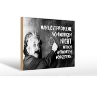 Femer Plaque en bois avec citation 20 x 30 cm Einstein Probleme von demain Réponses hier