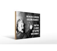 Femer Plaque en bois avec citation 30 x 40 cm Einstein « Wenn du es einfach erklären kannst es einfach erklären kannst »