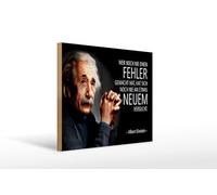 Femer Plaque en bois avec citation 30 x 40 cm Einstein « Wer noch nie einen Fehler gemacht hat Deko »