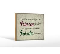 Femer Plaque en bois avec inscription en allemand 12 x 18 cm avant de trouver des princes, embrasser de nombreuses grenouilles