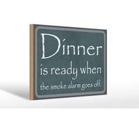 Femer Plaque en bois avec inscription en allemand « Dinner is ready when the smoke alarm goes off » - 20 x 30 cm