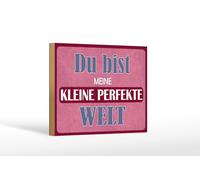 Femer Plaque en bois avec inscription en allemand « Du bist meine kleine perfekte Welt » - 12 x 18 cm