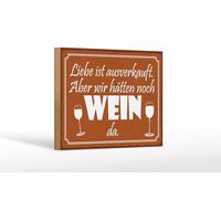 Femer Plaque en bois avec inscription en allemand « Liebe ausverkauft, aber hätten noch WEIN da » - 12 x 18 cm