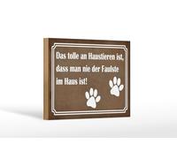 Femer Plaque en bois avec inscription en allemand « tolle an Haustieren man nie der Faulste im Haus ist » - 12 x 18 cm