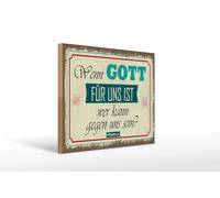Femer Plaque en bois avec inscription en allemand « Wenn Gott für uns ist, wer kann gegen uns sein »
