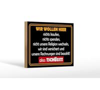 Femer Plaque en bois - Remarque : 12 x 18 cm - Nous ne voulons pas ici