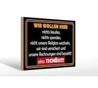 Femer Plaque en bois - Remarque : 20 x 30 cm - Nous ne voulons pas ici