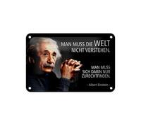 Femer Plaque en tôle avec citation 12 x 18 cm Einstein Man muss die Welt nicht verstehen