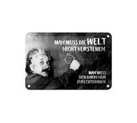 Femer Plaque en tôle avec citation 12 x 18 cm Einstein « Man muss die Welt nicht verstehen »