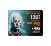 Femer Plaque en tôle avec citation 30 x 40 cm Einstein bleu « Wer noch nie einen Fehler gemacht hat »