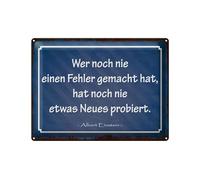 Femer Plaque en tôle avec citation 30 x 40 cm « Wer noch nie ein Fehler gemacht hat Einstein »