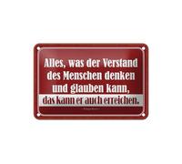 Femer Plaque en tôle avec citation de 12 x 18 cm - Ce que l'esprit peut penser, il peut également atteindre.