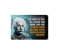 Femer Plaque en tôle avec citation « Einstein » - Bleue - Bonne idée de reconnaître que l'on se reconnait à cela - 20 x 30
