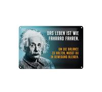 Femer Plaque en tôle avec citation en allemand Einstein Bleu La vie est comme un vélo 20 x 30 cm
