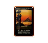 Femer Plaque en tôle avec inscription « Chemins de fer de Letat » - 12 x 18 cm - Le Mont St. Michel