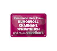 Femer Plaque en tôle avec inscription en allemand 12 x 18 cm - Dimensions idéales d'une femme humoristique et folle