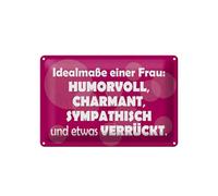 Femer Plaque en tôle avec inscription en allemand 20 x 30 cm - Dimensions idéales d'une femme humoristique et folle