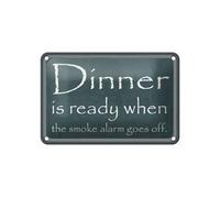 Femer Plaque en tôle avec inscription en allemand « Dinner is ready when the smoke alarm goes off » - 12 x 18 cm