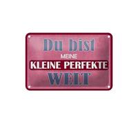 Femer Plaque en tôle avec inscription en allemand « Du bist meine kleine perfekte Welt » - 12 x 18 cm