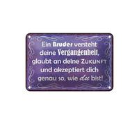 Femer Plaque en tôle avec inscription en allemand « ein Bruder versteht deine Vergangenheit » - 12 x 18 cm
