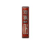Femer Plaque en tôle avec inscription en allemand « every Thing is going to be OK », rouge, 46 x 10 cm