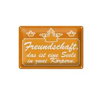 Femer Plaque en tôle avec inscription en allemand « Freundschaft, das ist eine Seele in zwei Körpern »
