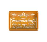 Femer Plaque en tôle avec inscription en allemand « Freundschaft, das ist eine Seele in zwei Körpern »