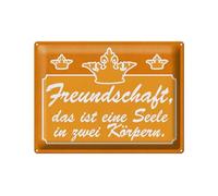 Femer Plaque en tôle avec inscription en allemand « Freundschaft, das ist eine Seele in zwei Körpern » - 30 x 40 cm