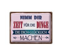 Femer Plaque en tôle avec inscription en allemand « Nimm dir Zeit für Dinge die glücklich machen » - 30 x 40 cm