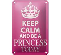 Femer Plaque en tôle avec inscription « Keep Calm and be a Princess » 12 x 18 cm