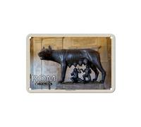 FEMER Plaque en tôle avec inscription « Reise Rome Italien » - Louve capitoline - 18 x 12 cm