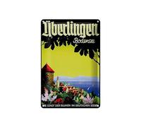 Femer Plaque en tôle avec inscription « Überlingen Bodensee die Stadt der Blumen » - 20 x 30 cm