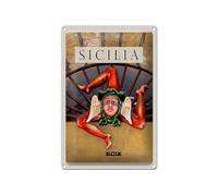 FEMER Plaque en tôle - Motif voyage - 20 x 30 cm - Sicile - Italie - Sculpture Trinacria