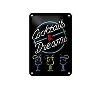 Femer Plaque publicitaire en tôle - 12 x 18 cm - Avec cocktails and dreams - Aspect néon