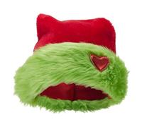 FeMereina Bonnet de Père Noël avec fourrure verte classique pour adulte Cosplay Monstre en velours (rouge, 45 x 32 cm)