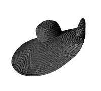 FeMereina Chapeau de paille surdimensionné pour femme - Grand chapeau de plage à large bord pliable pour l'extérieur et l'été, noir 2, 6 mois