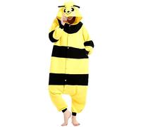 FeMereina Costume de dessin animé unisexe pour adulte, vêtements de nuit pour Halloween, Noël, grenouillère en peluche, pyjama de costumade, abeille, S