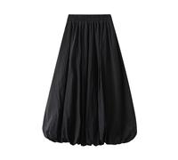 FeMereina Jupe longue pour femme Y2K Bubble Maxi jupe ballon élégante taille haute plissée à volants trapèze jupes décontractées avec ourlet à volants jupes fluides, Noir , Taille unique