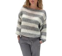 FeMereina Pull en tricot à rayures pour femme, oversize, à manches longues, col rond, tendance et mignon, S