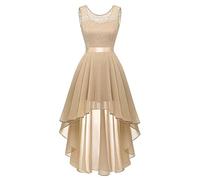 FeMereina Robe longue formelle en tulle avec col en V et dentelle florale pour demoiselle d'honneur, Z19., S