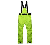 FeMereina Salopette de ski isolée pour femme - Imperméable - Coupe-vent - Avec bretelles amovibles, vert fluorescent, M