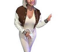 FeMereina Veste de baseball courte, universitaire, Y2K, avec fermeture éclair, motif lettre, coupe ajustée, style urbain, hip-hop, Z4., M