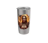 Féminin Ange de feu avec flammes de l'enfer Gobelet isotherme en acier inoxydable double paroi